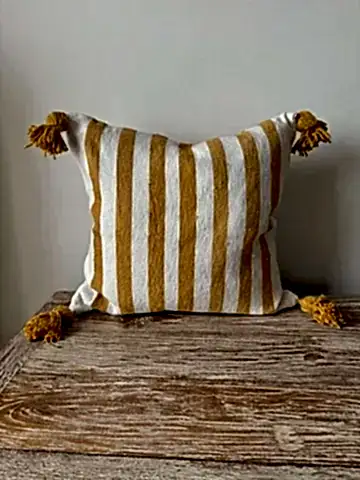 Moroccan Yellow Pillow with Tassels