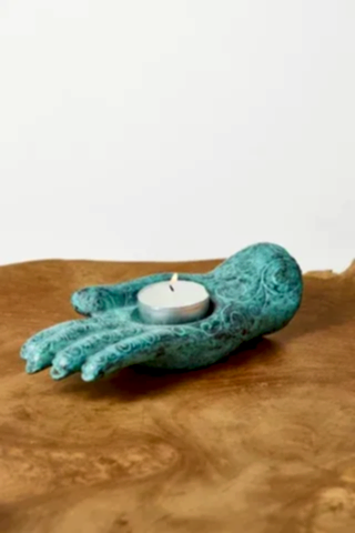 Green Hand Candle Holder