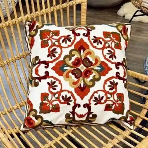 Folk Orange  Cushion