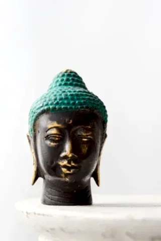 Buddha Head L Green Incense Holder